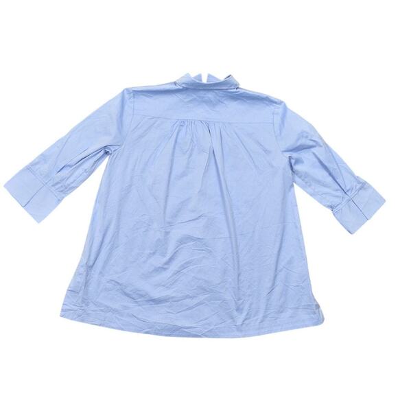 Chico's Size 1 Blue Cotton Blend Button-Up Top - Preowned Long Sleeve - Picture 2 of 8